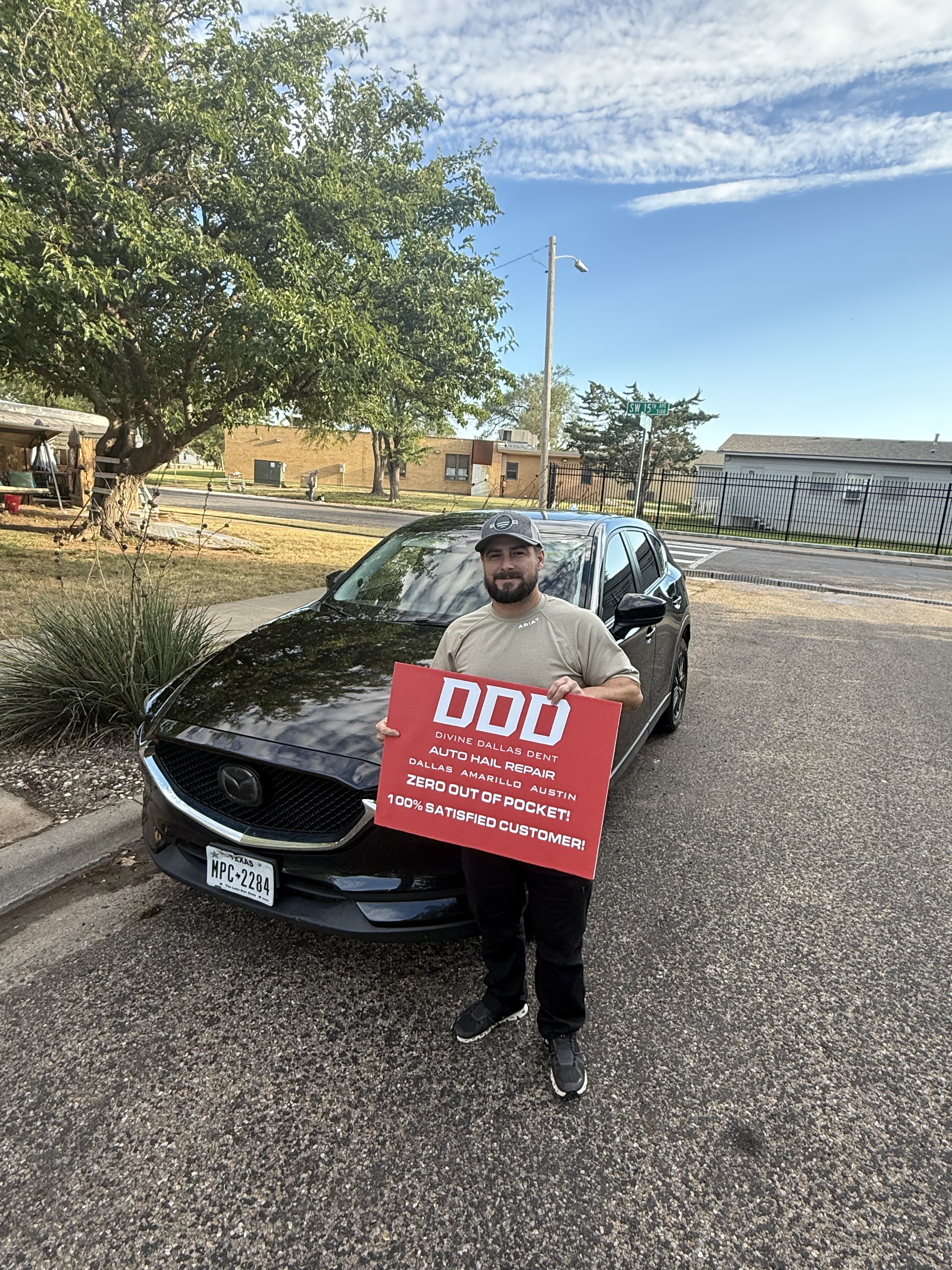 Divine Dallas Dent customer after zero-out-of-pocket hail repair